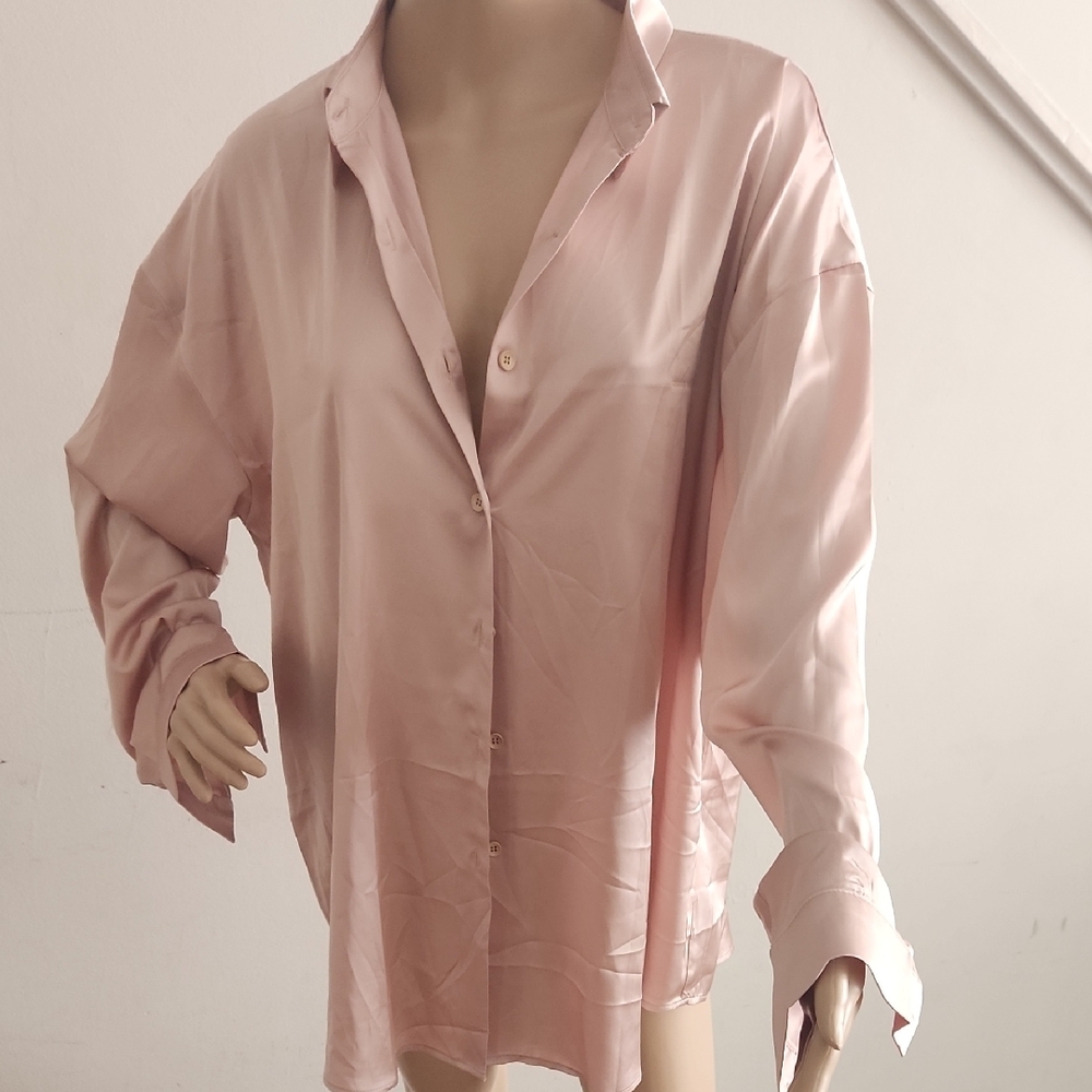 Gant Pink Oversized Notched Collar Button Down Shirt